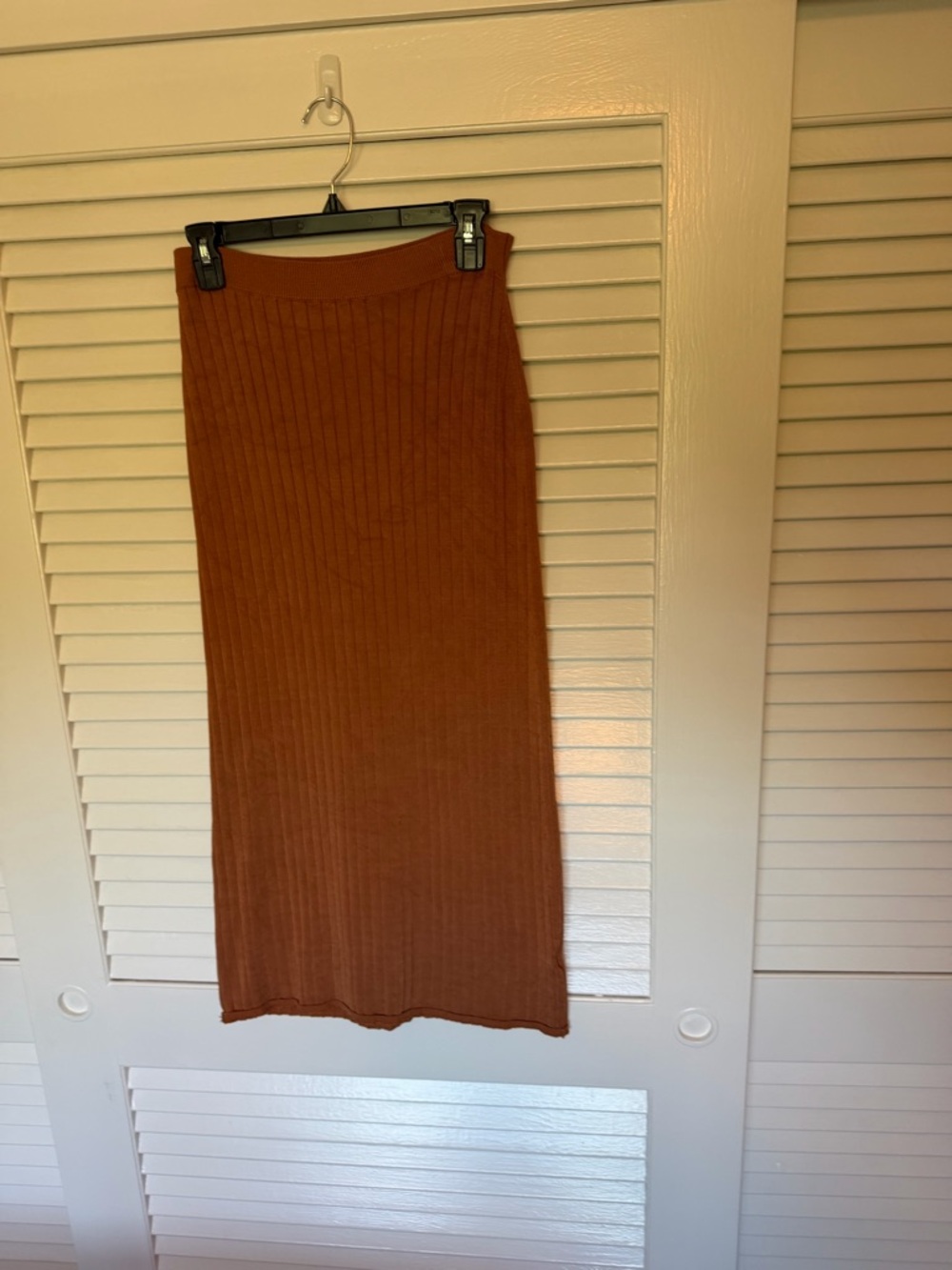 Free People Ribbed Midi Skirt - Rust Brown